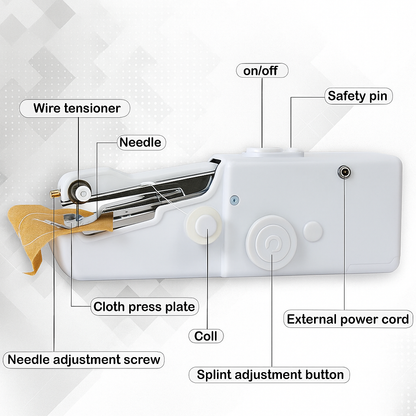 Stitch Handheld Cordless Portable White Sewing Machine