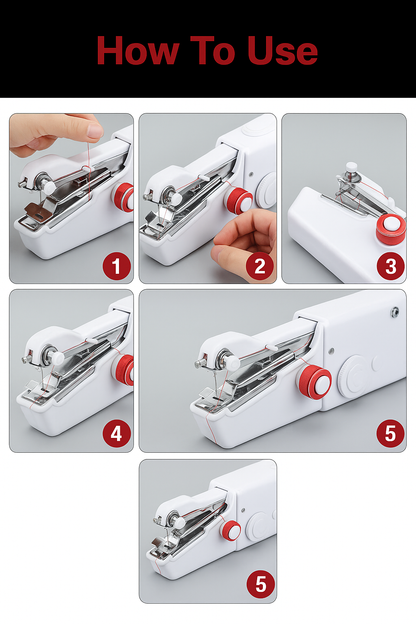 Stitch Handheld Cordless Portable White Sewing Machine